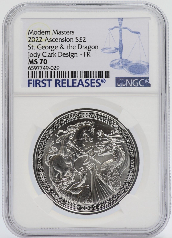 2022 St George & the Dragon Modern Masters 1 Oz Silver NGC MS70 Ascension JP187