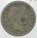 1901-P Silver Barber Half Dollar 50c Philadelphia Mint  - KR268