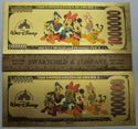 Mickey Minnie Mouse Disney $1000000 Note Novelty 24K Gold Foil Plated Bill LG691