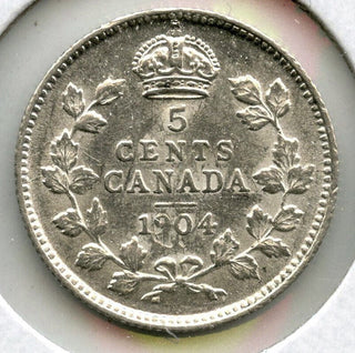 1904 Canada Silver Coin 5 Cents - King Edward VII - E211
