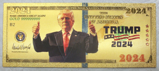 Donald Trump 2024 Thumbs Up MAGA Note Novelty 24K Gold Foil Plated Bill - GFN74