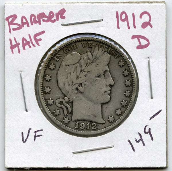 1912-D Barber Silver Half Dollar - Denver Mint - A675
