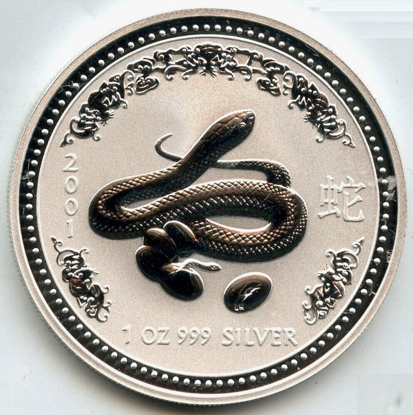 2001 Australia Lunar Year Snake 999 Silver 1 oz $1 Coin bullion Ounce - A215