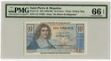 1950-60 Saint Pierre & Miquelon 10 Francs Banknote PMG 66 EPQ P-23 - JP090