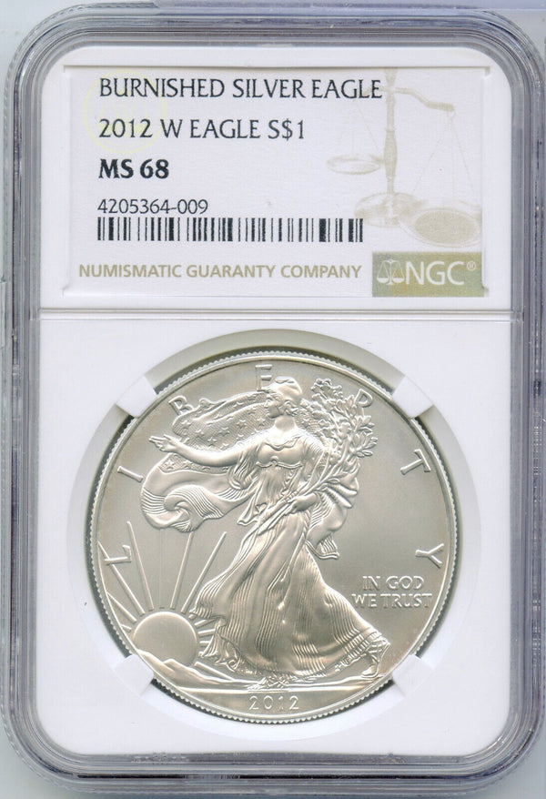 2012 Burnished American Silver Eagle 1 Oz NGC MS68 Certified Coin $1  -DM524