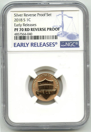 2018-S Lincoln Cent Penny NGC PF70 RD Reverse Proof - Early Releases - G166