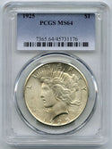 1925 Peace Silver Dollar PCGS MS 64 Certified - Philadelphia Mint - B919