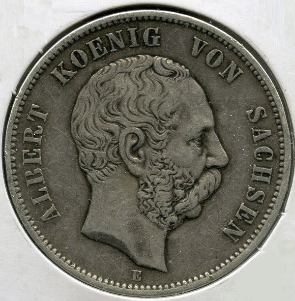 1875 Germany Silver Coin 5 Mark - Albert Koenig Von Sachsen - G352