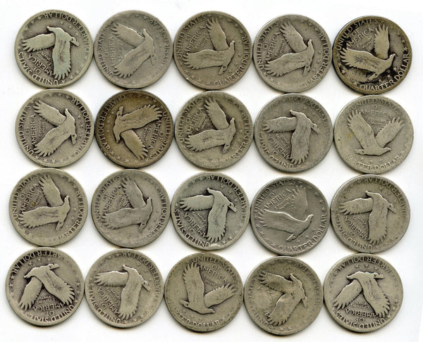 1925 Standing Liberty Silver Quarters 40-Coin Roll - Philadelphia Mint - B399
