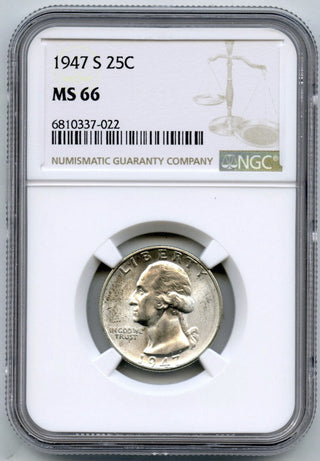 1947-S Washington Silver Quarter NGC MS66 Certified - San Francisco Mint - G68