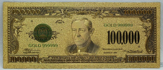 1928 $100000 Gold Certificate Novelty 24K Gold Foil Plated Note Bill 6