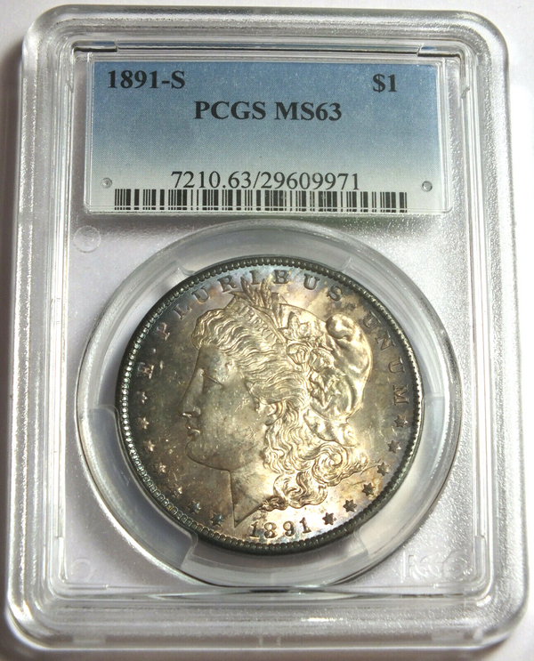 1891-S Morgan Silver Dollar PCGS MS63 Certified Toning Toned San Francisco BX907