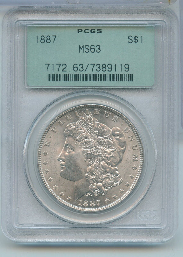 1887-P Silver Morgan Dollar $1 PCGS MS63 Philadelphia Mint - KR650