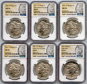 2021 Morgan & Peace Silver Dollar NGC MS70 6 Coin Set 100th Ann. Label - JP044