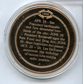 San Francisco Earthquake 1906 Bronze Proof Art Medal Round - Franklin Mint JL166