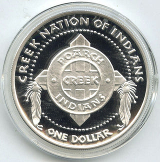 Chief Opothle Yoholo Dollar Shawnee Tribe 999 Silver 1 oz 2007 Medal Round H152