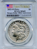 2021-O Privy Morgan Silver Dollar PCGS MS69 Certified $1- DM665