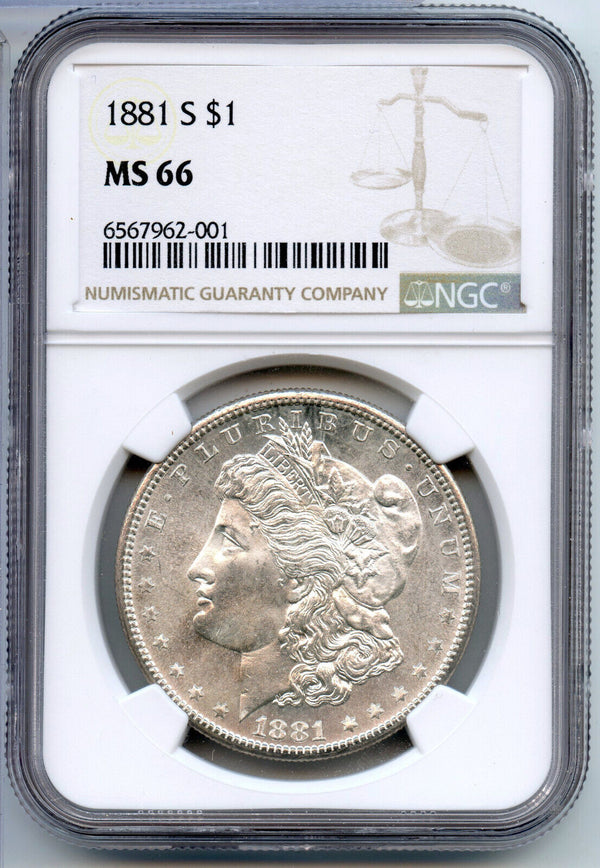 1881-S Morgan Silver Dollar NGC MS66 Certified - San Francisco Mint - CC202