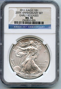 2011 American Eagle 1 oz Silver Dollar NGC MS70 Early Releases 25th Ann - CC62