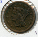 1849 Braided Hair Large Cent US Copper 1c Coin - JP135