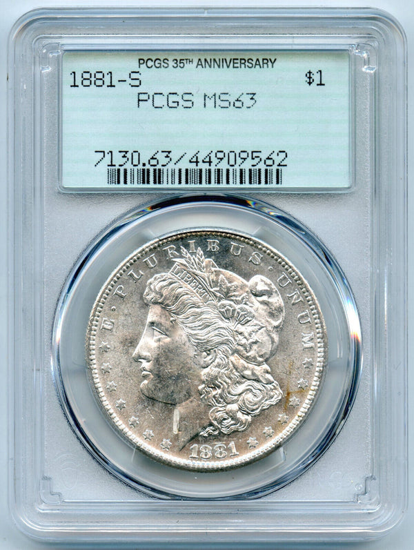 1881-S Morgan Silver Dollar PCGS MS 63 Green Label 35th Anniversary - CC983