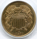 1870 2-Cents Coin PCGS & CAC Certified PR66 RB - Two Cents - A469