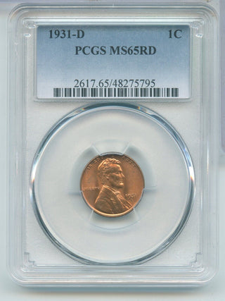 1931-D Lincoln Wheat Cent Penny 1C PCGS MS65 RD Denver Mint - ER446