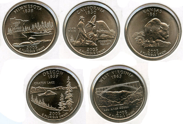 2005-D State Quarter Set - Coin Collection - Denver Mint - Statehood - KZ611