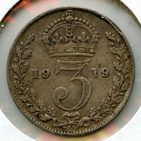 1919 Great Britain Silver Coin - Threepence - King George V - BX863