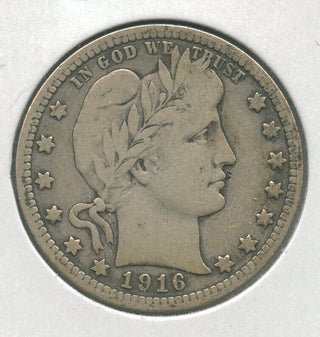 1916-D Silver Barber Quarter 25c Denver Mint - KR185