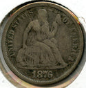 1876 Seated Liberty Silver Dime - Philadelphia Mint - JM001