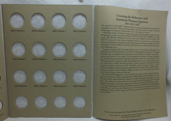 Quarter Coin Folder 2021 - 2025 Crossing Delaware & American Women Harris 4952