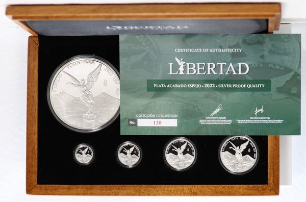 2022 Mexico Libertad Proof Silver 7 Coin Set Onzas Oz Box & COA - JN940