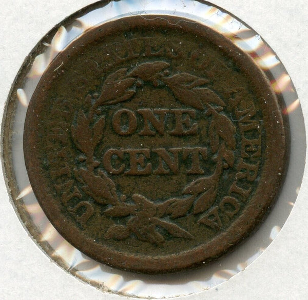 1855 Braided Hair Large Cent US Copper 1c Coin - JP141