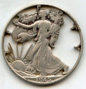 1945 Walking Liberty Silver Half Dollar - Cutout Coin Art - A264