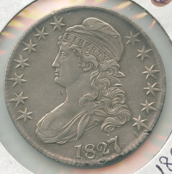 1827/6 -P 7 Over 6 Silver Bust Half Dollar 50c Philadelphia Mint - KR194