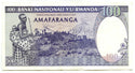 1989 Rwanda Currency Note 100 Francs Bank - E230