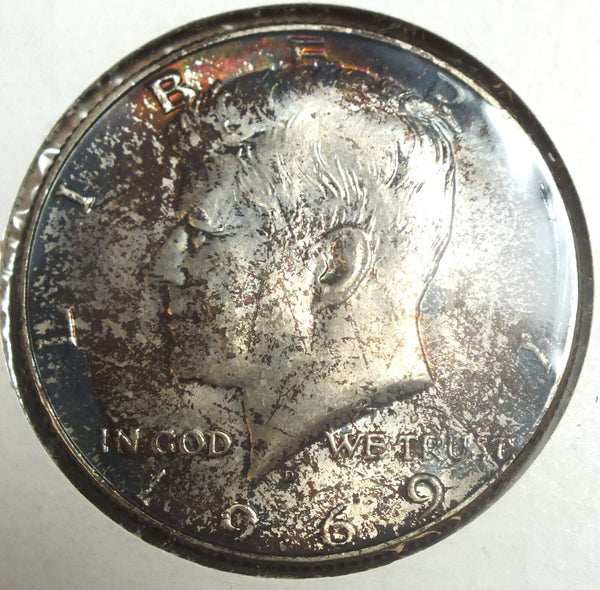 1969 Kennedy Silver Half Dollar - Toning Toned - Philadelphia Mint - CA212