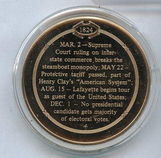 Lafayette Begins Hero's Tour of America 1824 Bronze Medal Franklin Mint - JL125