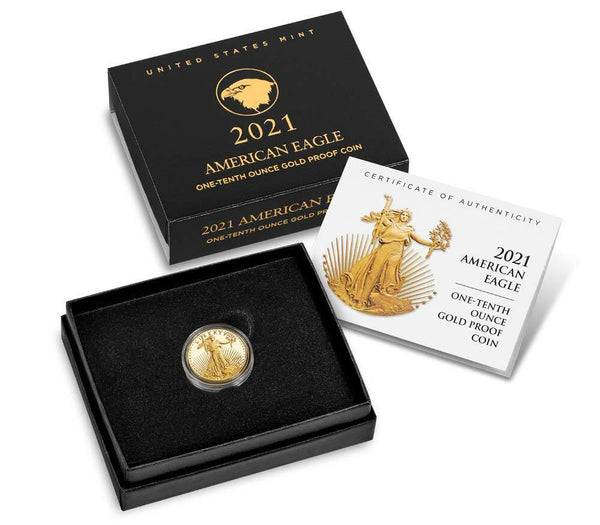 2021 American Eagle One-Tenth 1/10 Ounce Oz Gold Proof Coin - JL493