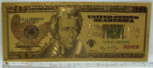 2006 $20 US Federal Reserve Novelty 24K Gold Foil Plated Note Bill 6