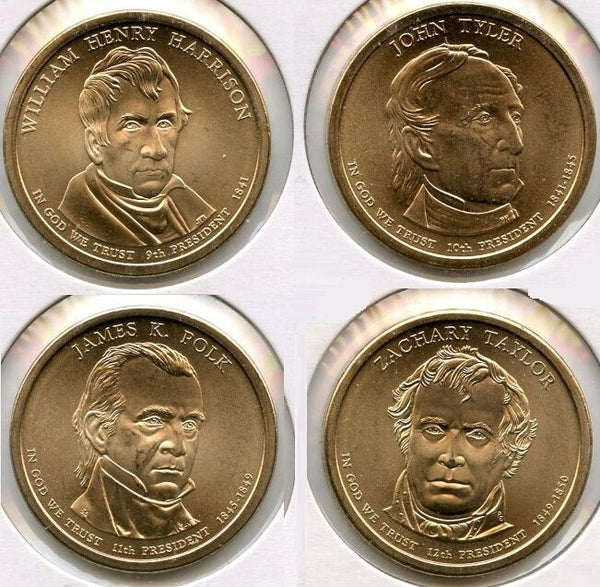 2009-P Presidential Dollar 4-Coin Set - Harrison Polk Taylor Tyler - AI862