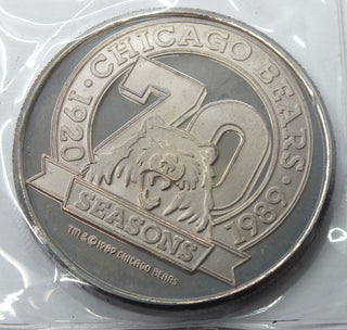 Chicago Bears 70th Season 999 Silver 1 oz Art Medal 1989 Round Limited Ed - G946