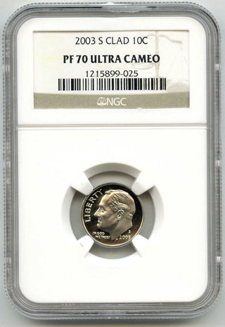 2003-S Clad Roosevelt Proof Dime NGC PF70 Ultra Cameo - San Francisco Mint E955