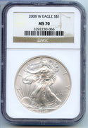 2008-W American Eagle 1 oz Silver NGC MS70 Certified - West Point Mint - CA751