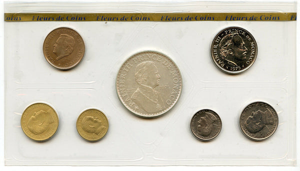 1975 Prince Rainier III Monaco Fleurs de Coins Set Collection Paris France A277