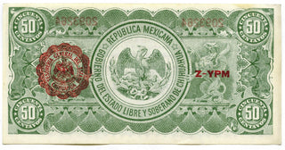 1914 Mexico Chihuahua Currency Note 50 Cincuenta Centavos Mexican Banknote A404