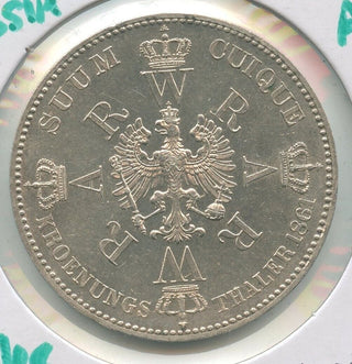 1861-A Germany Prussia Silver Thaler Coronation of Wilhelm and Augusta - KR574