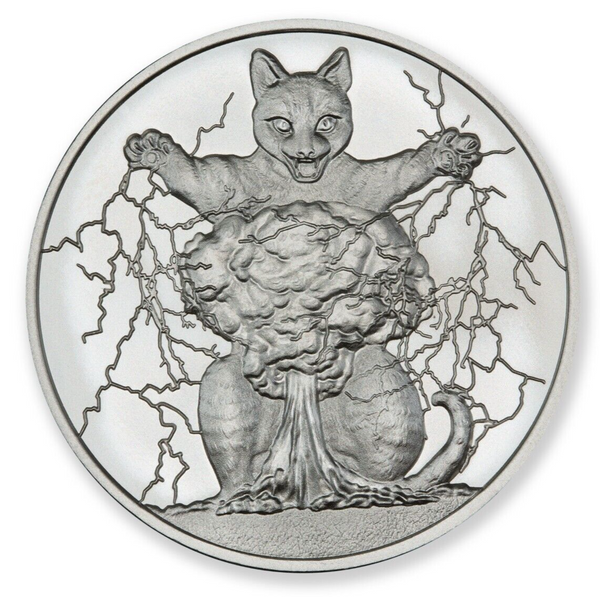 Cataclysmic Cat Apocalypse Storm 1 Troy Oz 999 Fine Silver Round Medallion JN954