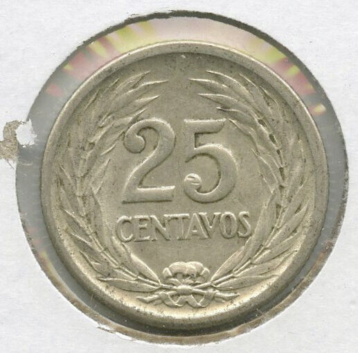 1953 El Savador 25 Centavos .9000 Silver Coin .0723 ASW -DN165